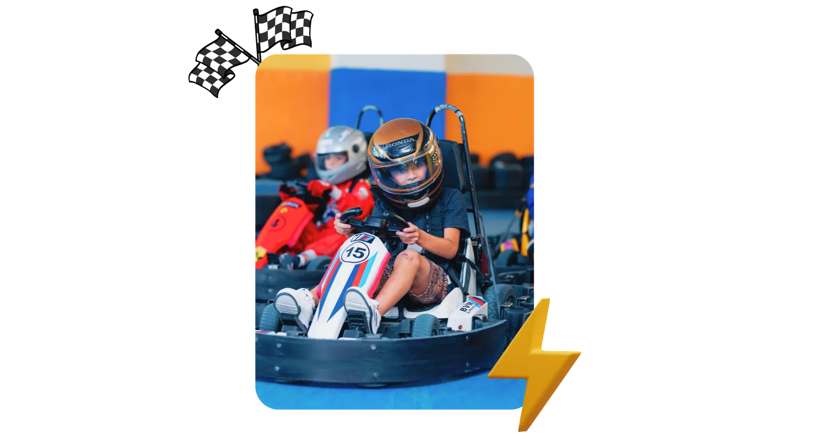 Atividade de excursão escolar com karts elétricos infantis na eKarts BH